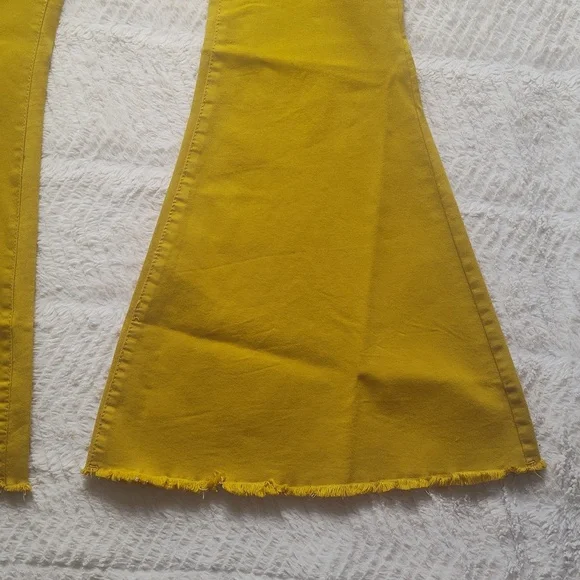 Home Folk Mustard Yellow Wide Flare Women's Pants Size 12 NWT Bell bottom - Picture 3 of 16